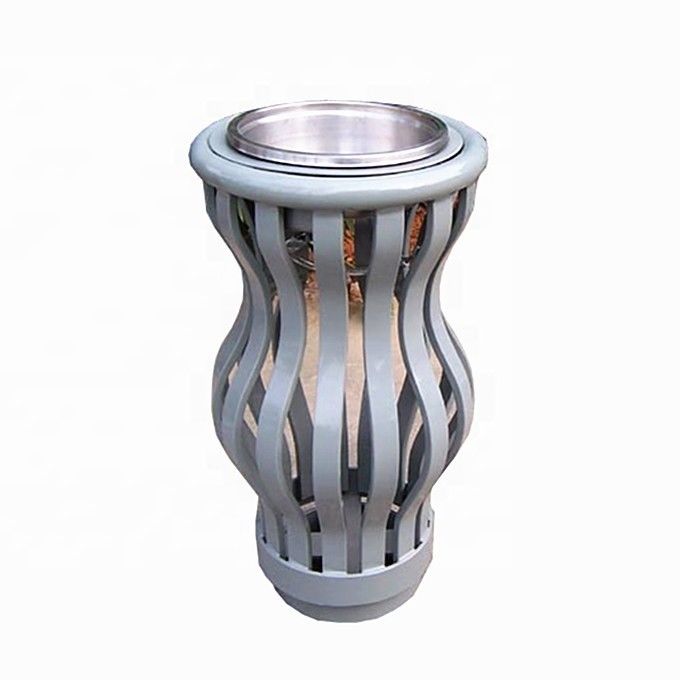 Curved Shape Outdoor Ashtray Stand , Surface Mounted Metal Cigarette Bin