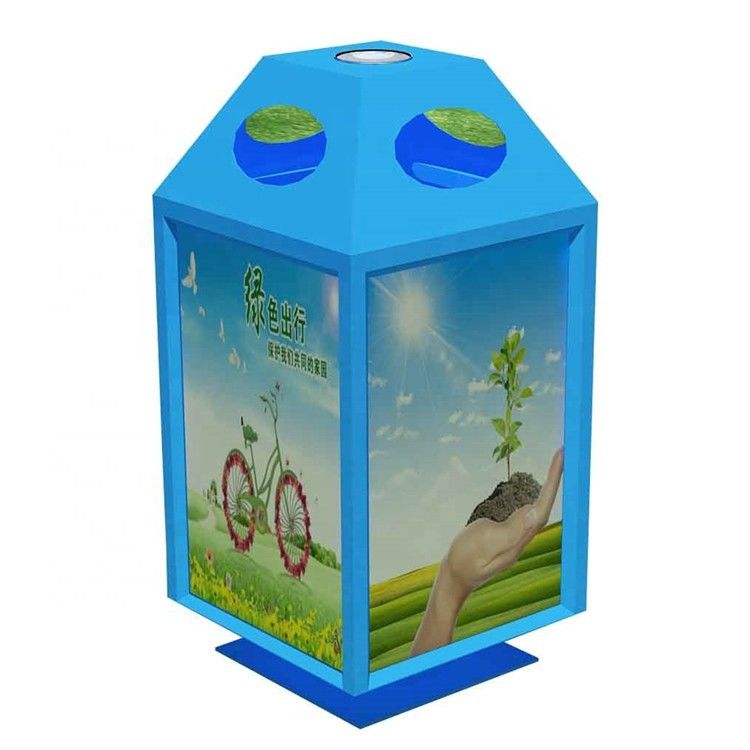 Painted Metal Custom Garbage Cans Rectangular Shape With Galvanized Steel Liner