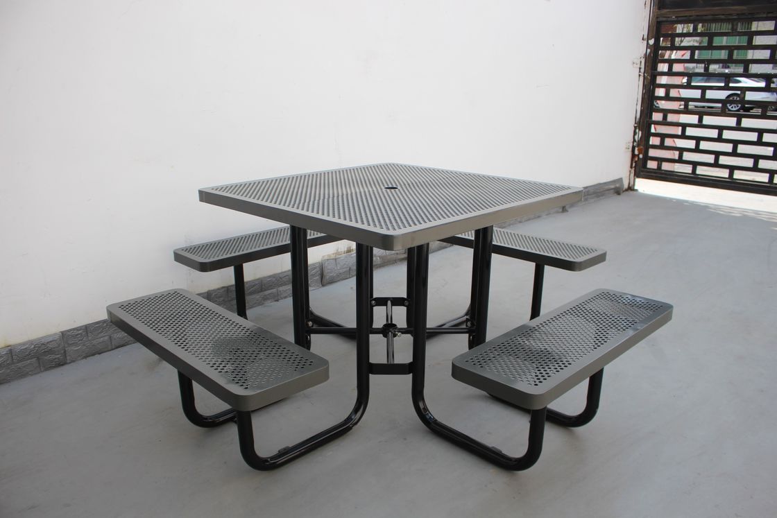 Customized Metal Patio Table And Chairs , Commercial Outdoor Picnic Table Set