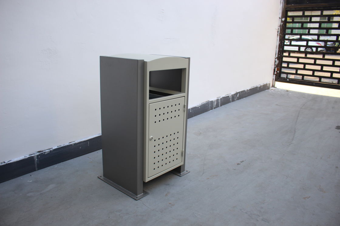 Sanitary Rubbish Bin Metal Waste Bin 13 Gallon Outdoor Trash Can For Streets